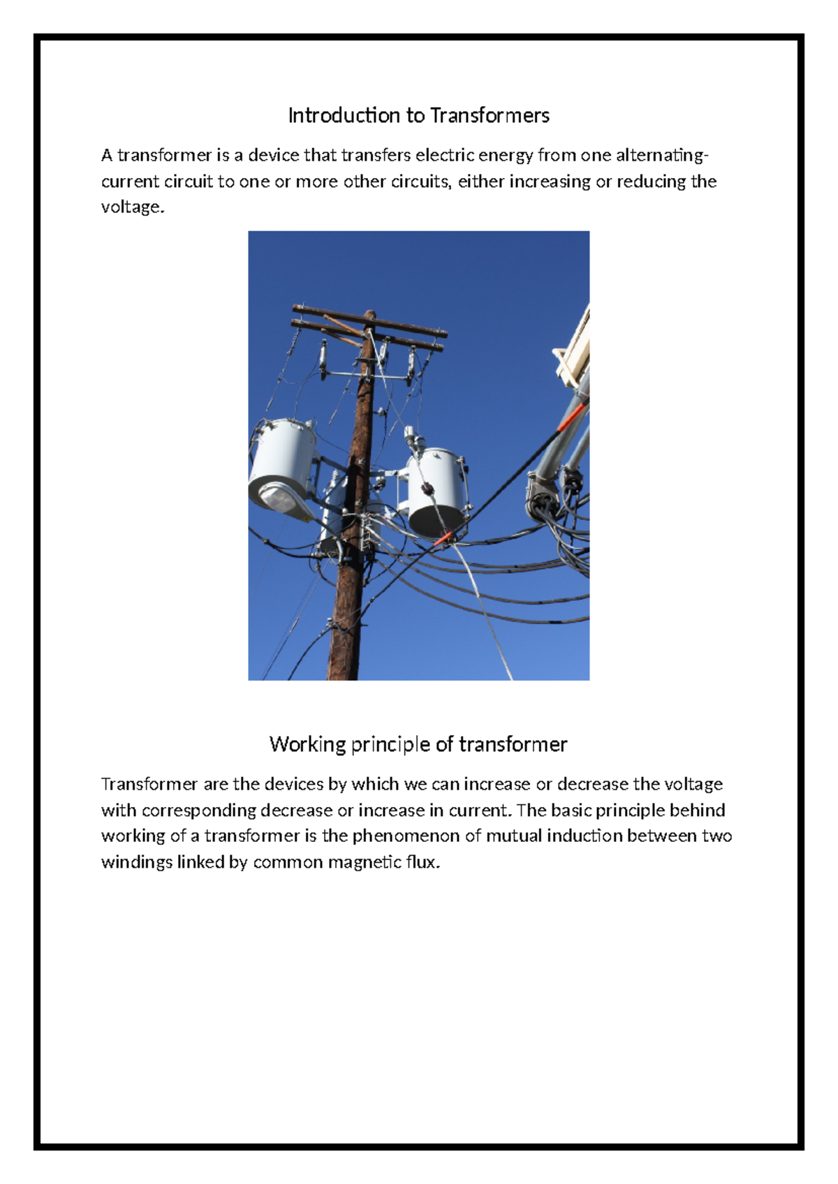 Introduction to Transformers - Working principle of transformer ...