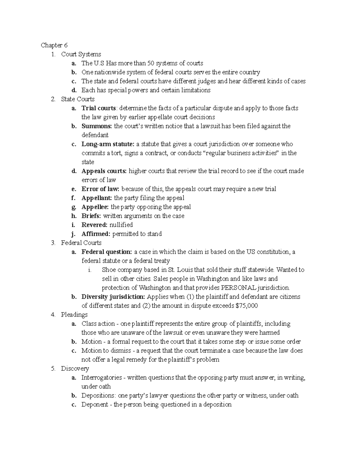 Chapter 6 Notes - Chapter 6 1. Court Systems A. The U Has More Than 50 ...