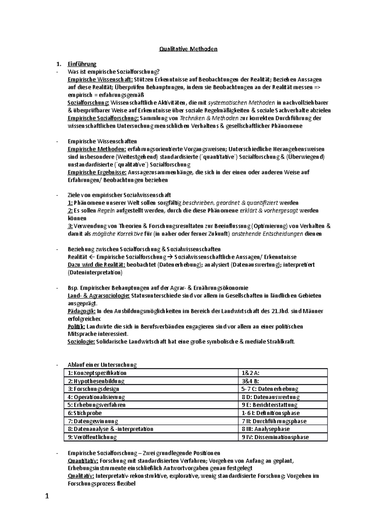 Qualitative Methoden Zusammenfassung - Qualitative Methoden 1 ...