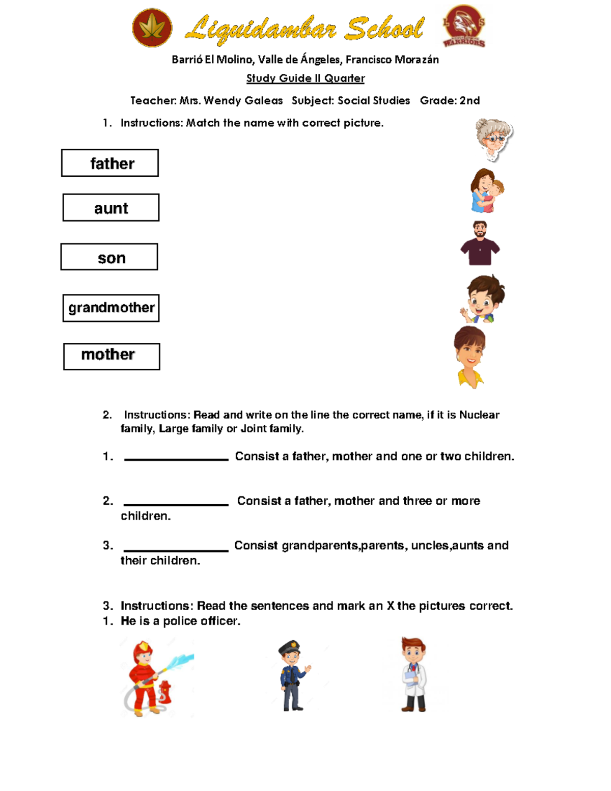 Study Guide II Quarter Social Studies 2nd Grade - Barrió El Molino ...