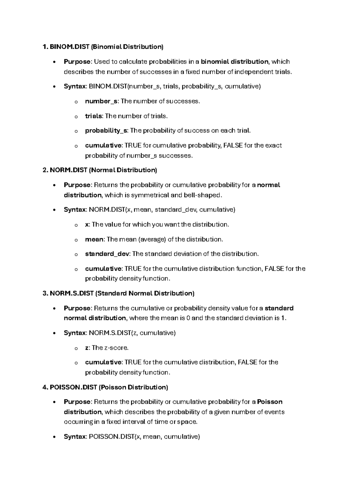 Excel distribution formulae BINOM (Binomial Distribution) Purpose