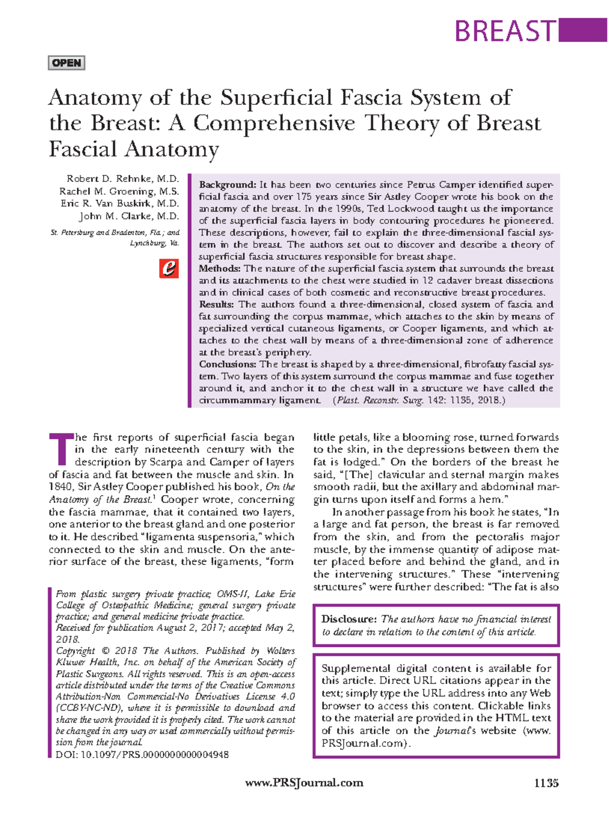Anatomy Of The Superficial Fascia System Of The Breast: A Co – QOPWB
