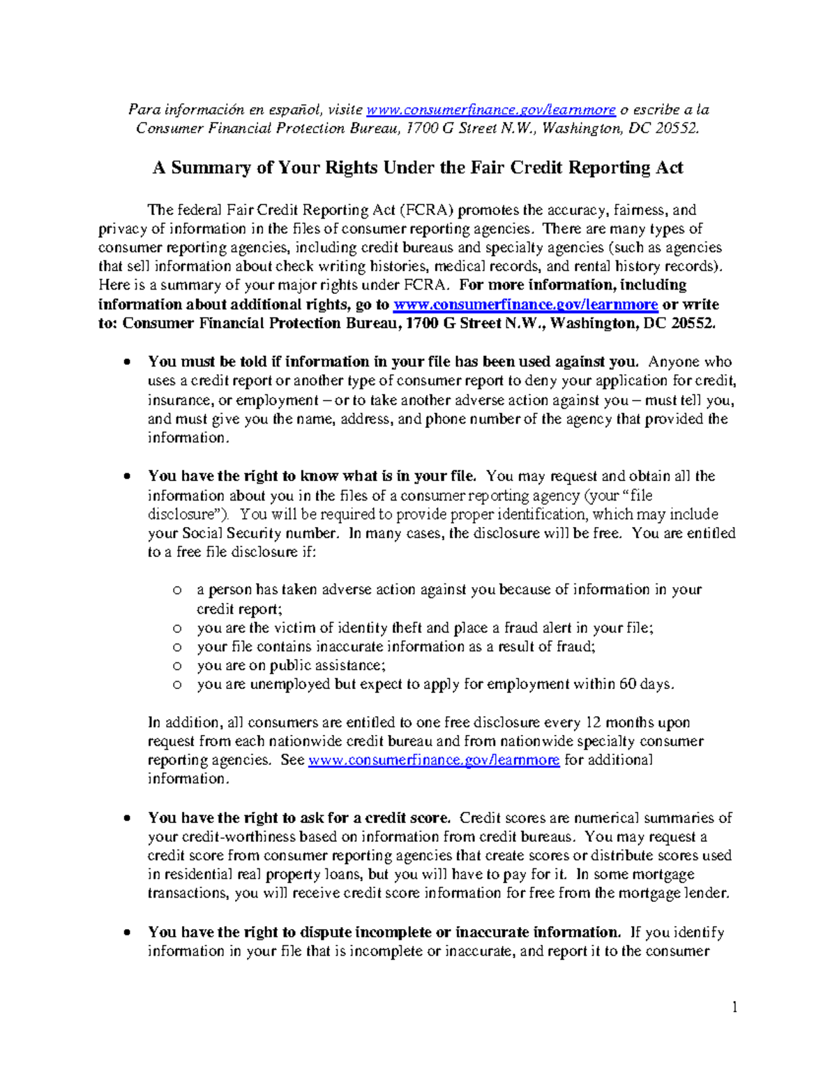 FCRA+Summary+of+Rights feel free to skip through AML2020 MDC Studocu