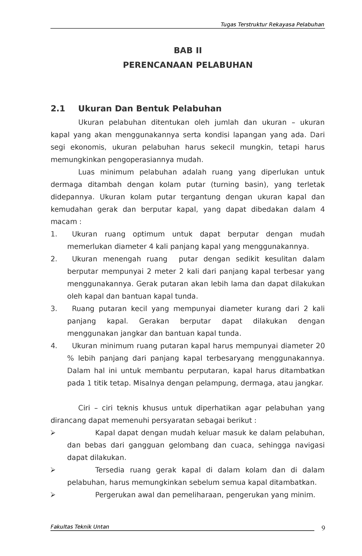 Pelabuhan 2 - Agoes - BAB II PERENCANAAN PELABUHAN 2 Ukuran Dan Bentuk ...