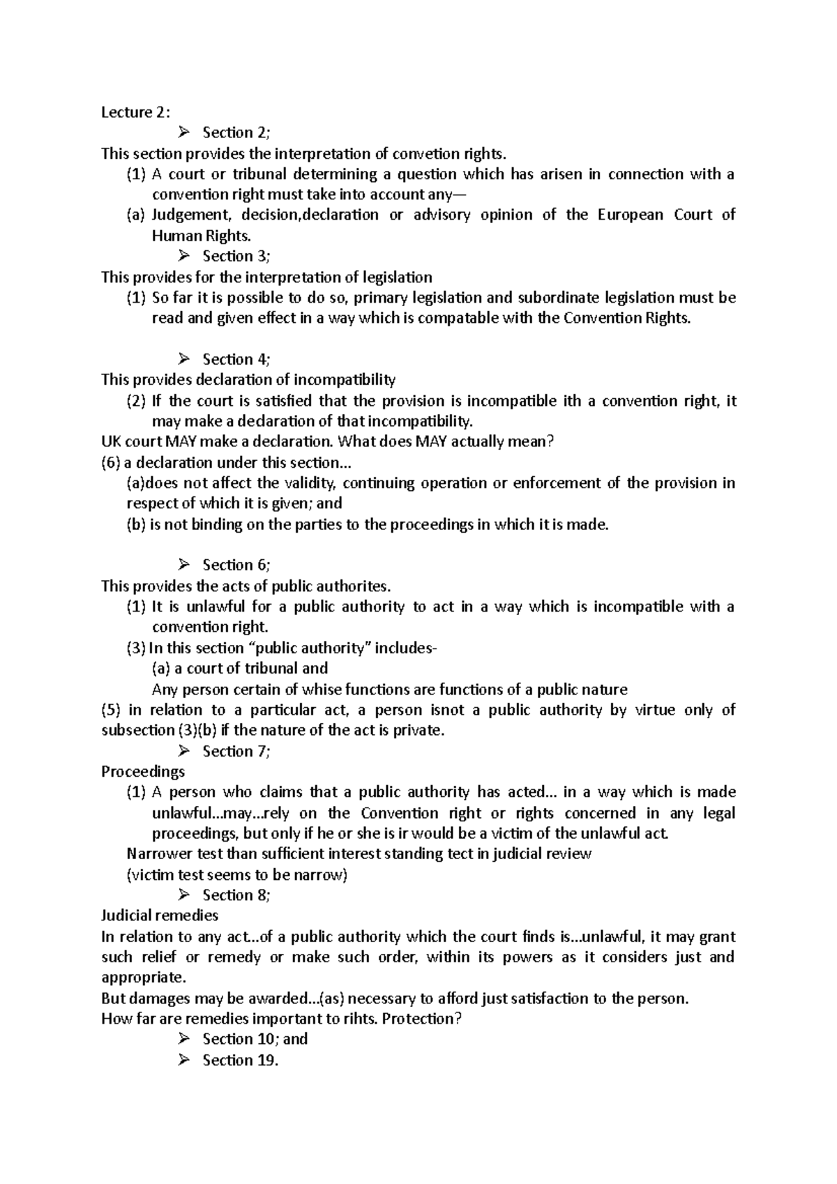 Lecture 2&3 Human Rights Law - Lecture 2: Section 2; This section ...