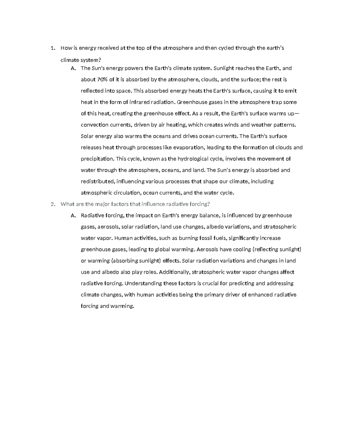 ENV305 Special Feature Assignment The Cycle of Energy in Earth’s ...