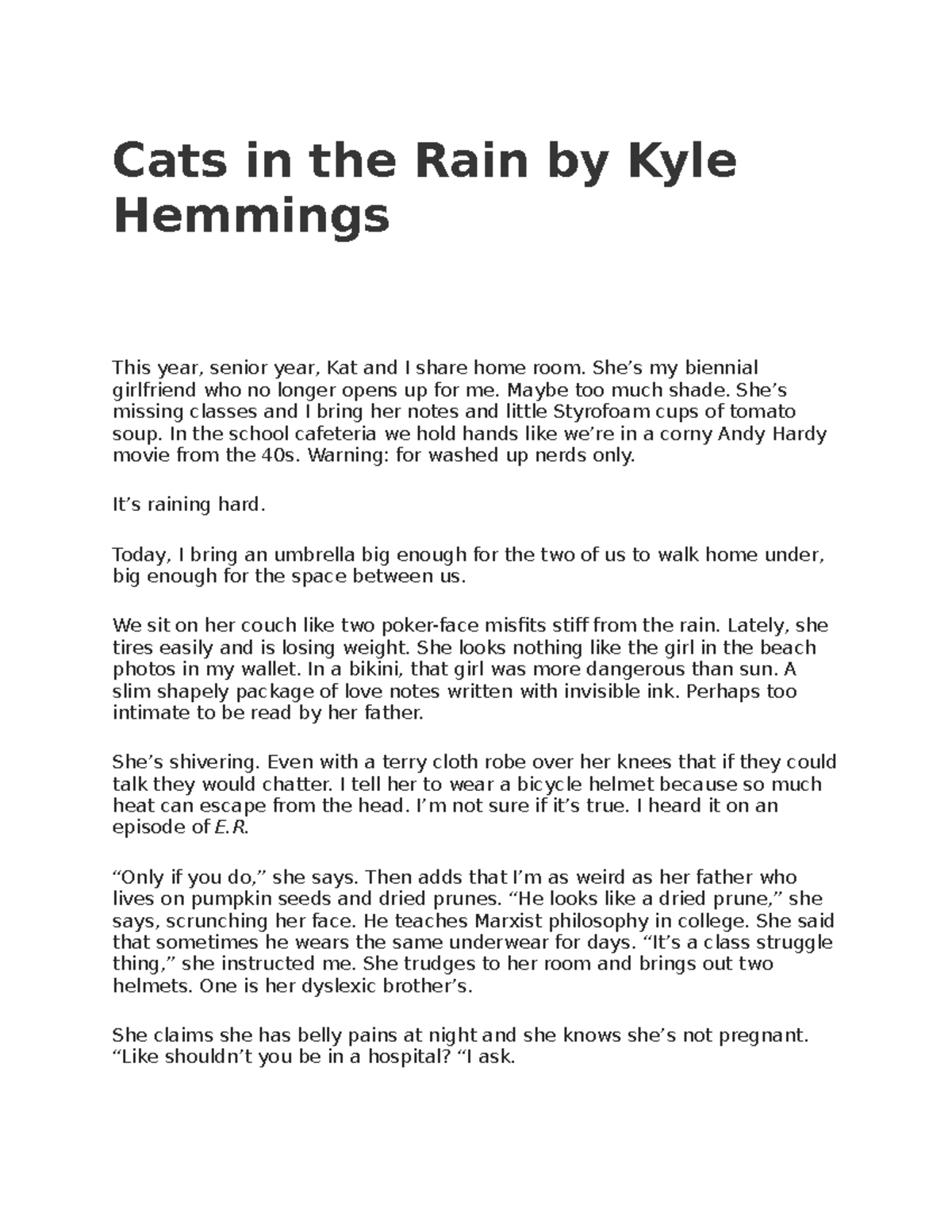 Cats in the Rain by Kyle Hemmings Cats in the Rain by Kyle Hemmings