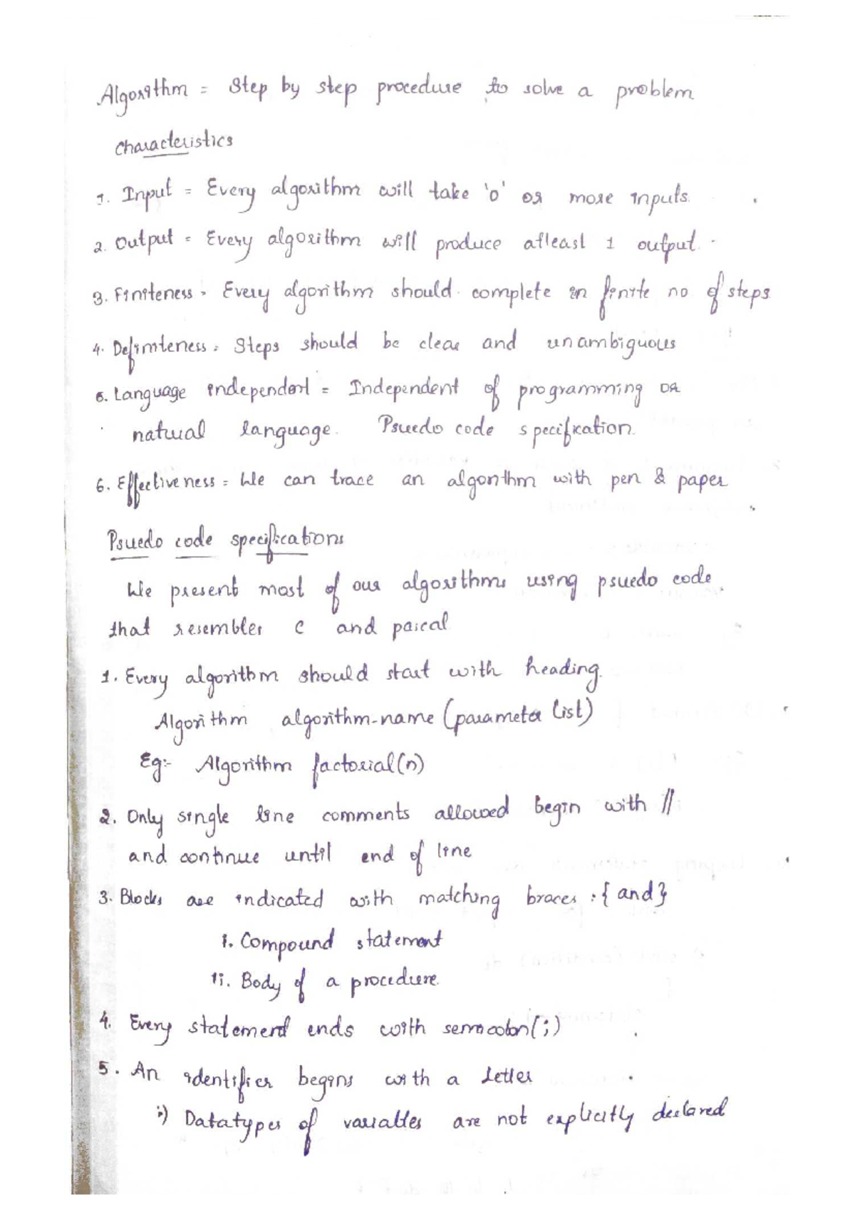DAA Unit1 notes Algor9thm step step procedure to solve a problem