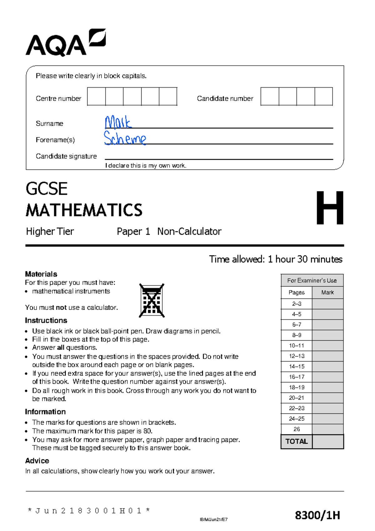 Higher Paper 1 Nov 2021 Answers - * J u n 2 1 8 3 0 0 1 H 0 1 * IB/M ...