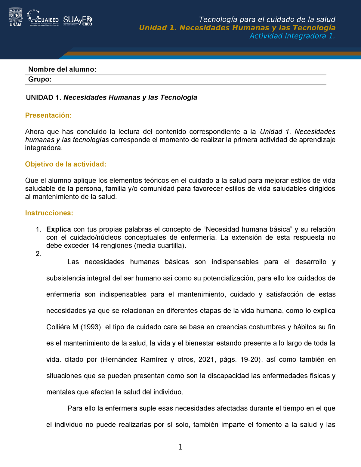 U1 - ejemplo de actividad 1, calificacion 100, recuerda no copiar y ...