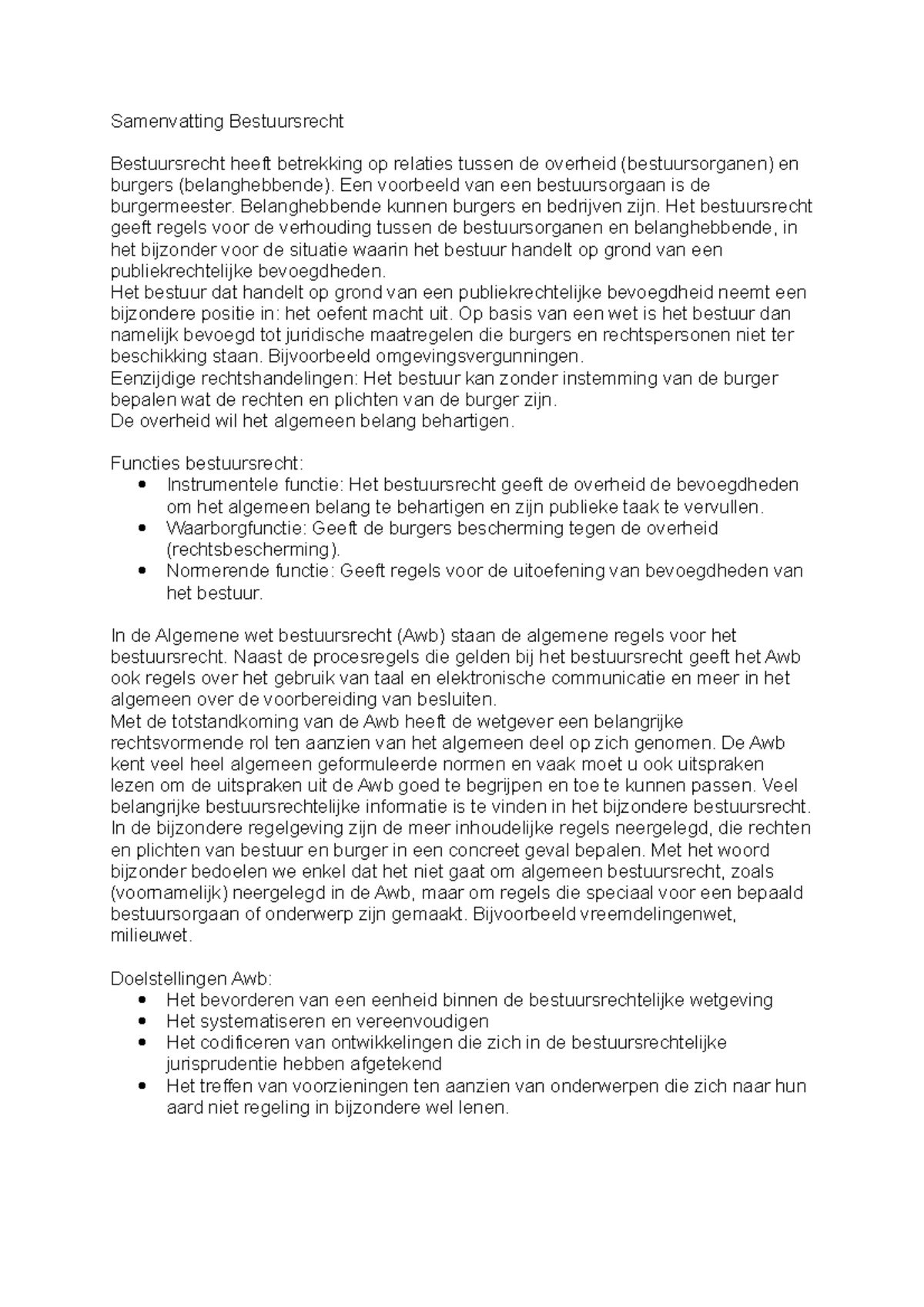 Samenvatting Bestuursrecht - Een Voorbeeld Van Een Bestuursorgaan Is De ...