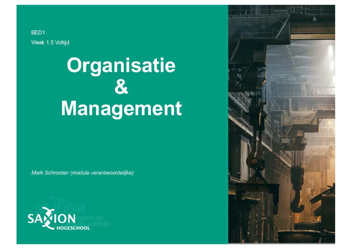Handboek Organisatie En Management 10e Druk