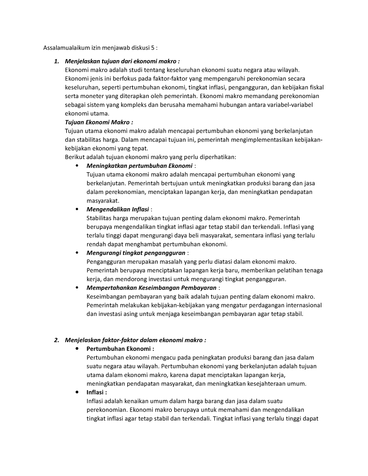 Diskusi 6 Ekonomi - Assalamualaikum Izin Menjawab Diskusi 5 : 1 ...