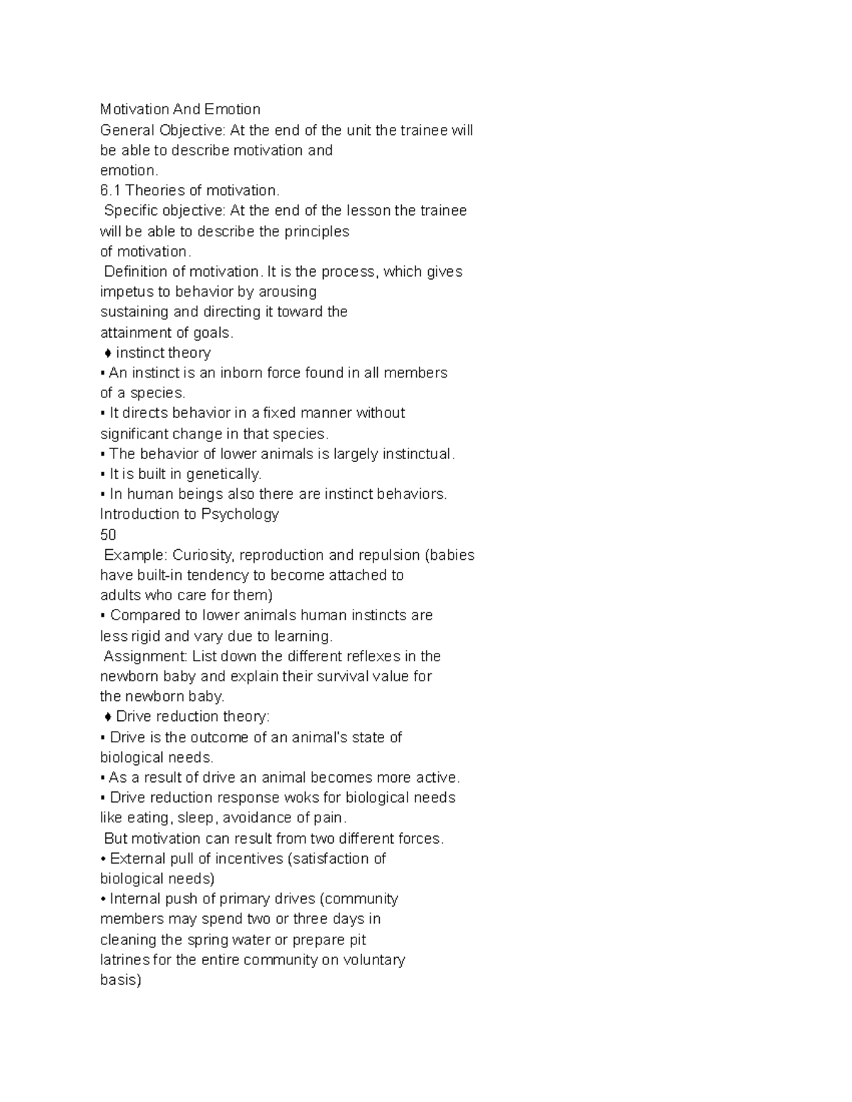 Motivation And Emotion - Motivation And Emotion General Objective: At ...