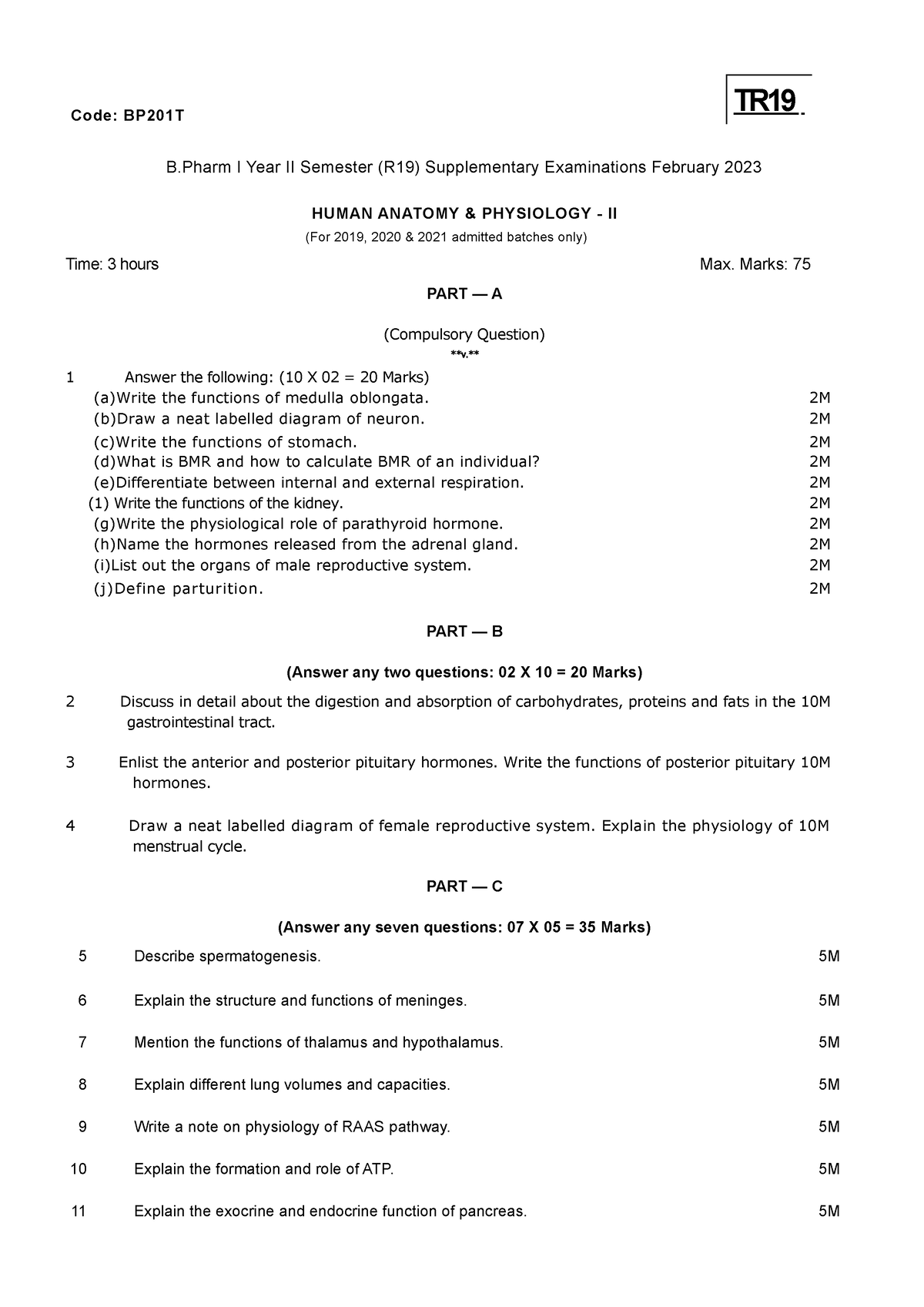 Human- Anatomy-&- Physiology-II-min - Code: BP201T TR B I Year II ...