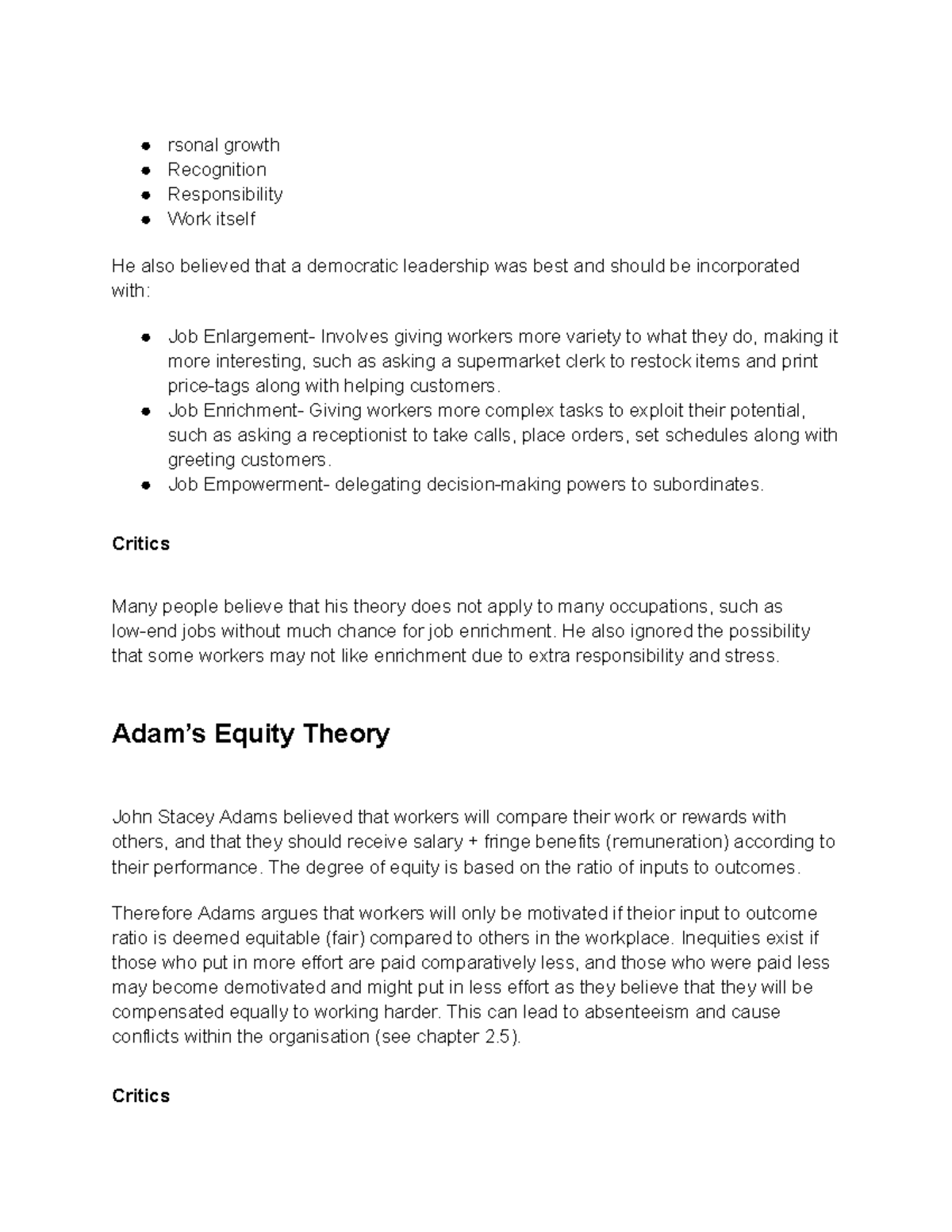 ADAM Equituy IB BM - All notes - rsonal growth Recognition ...