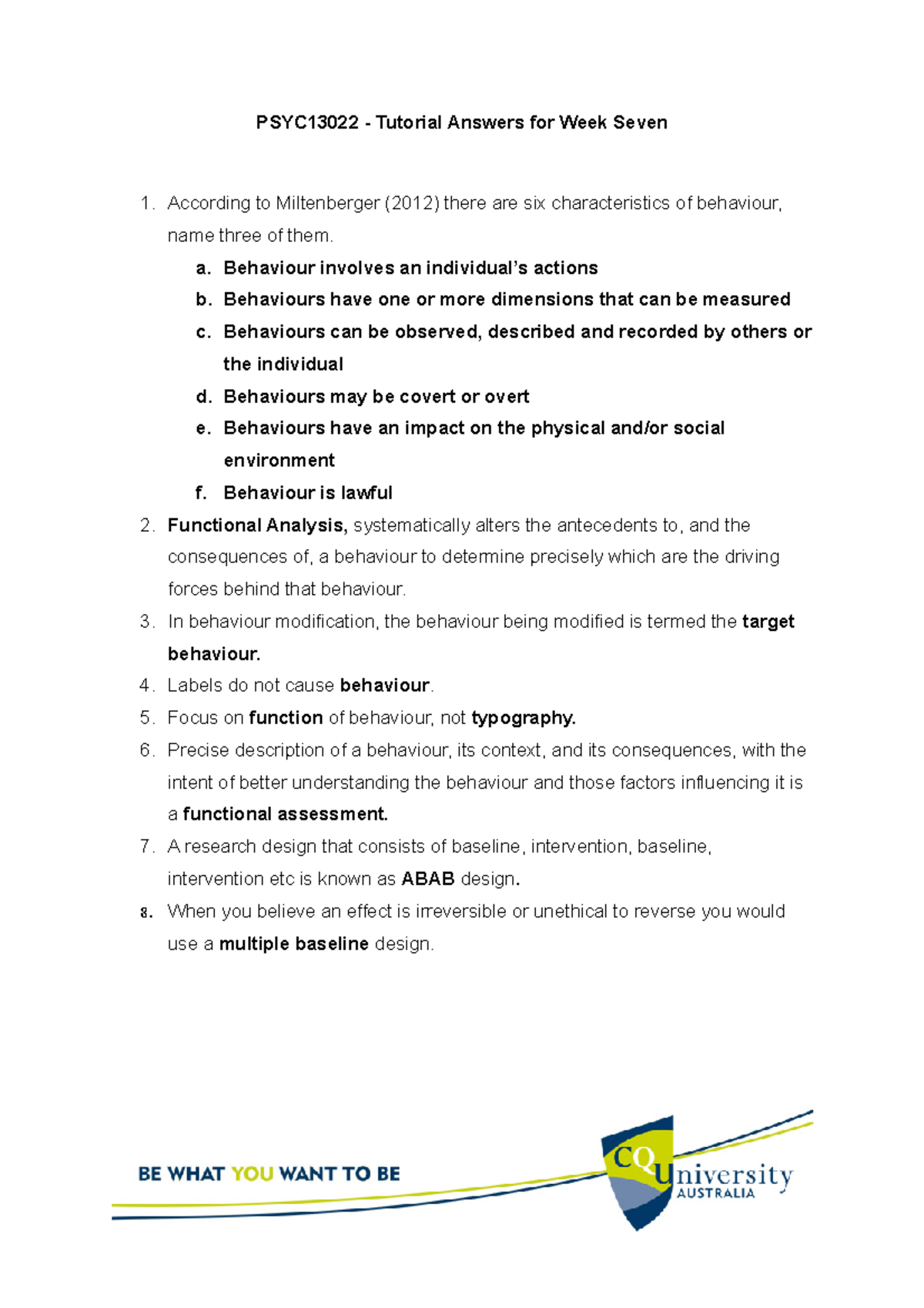 Wk 7 Tutorial Answers - PSYC13022 - Tutorial Answers for Week Seven ...