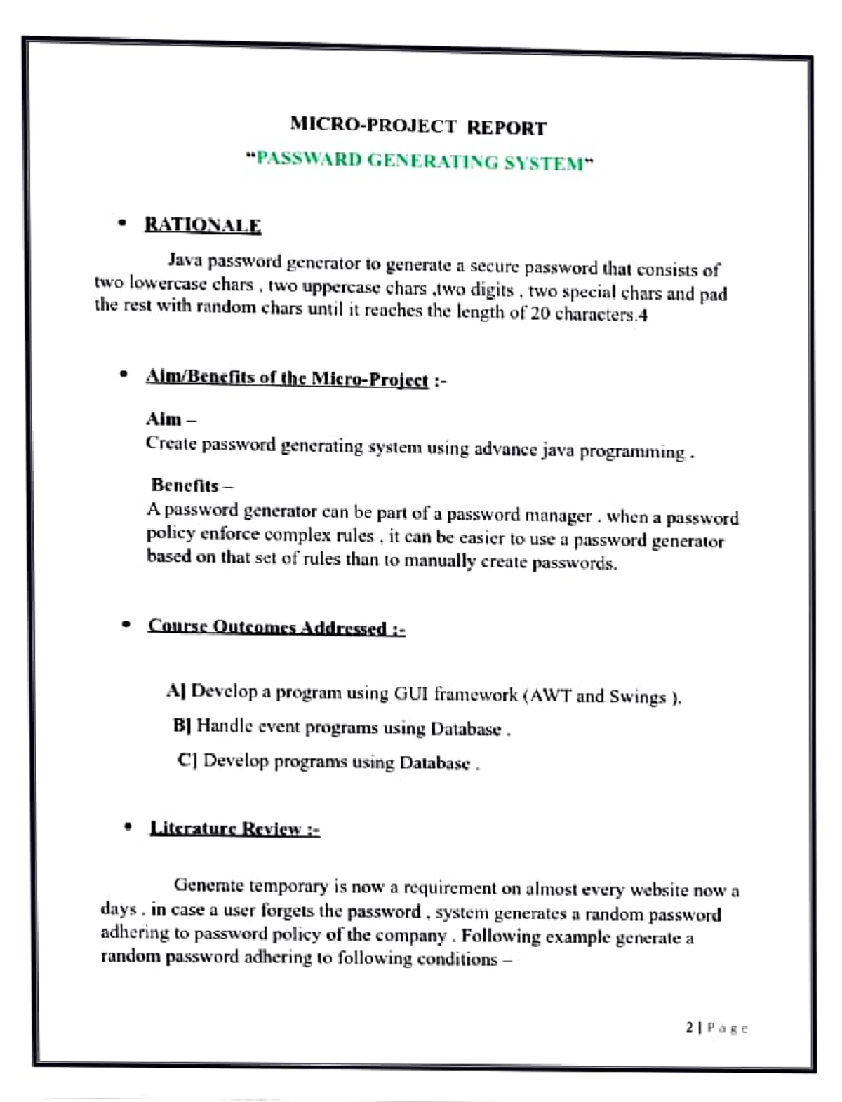 Java - MICRO-PROJECT REPORT PASSWARD GENERATING SYSTEM