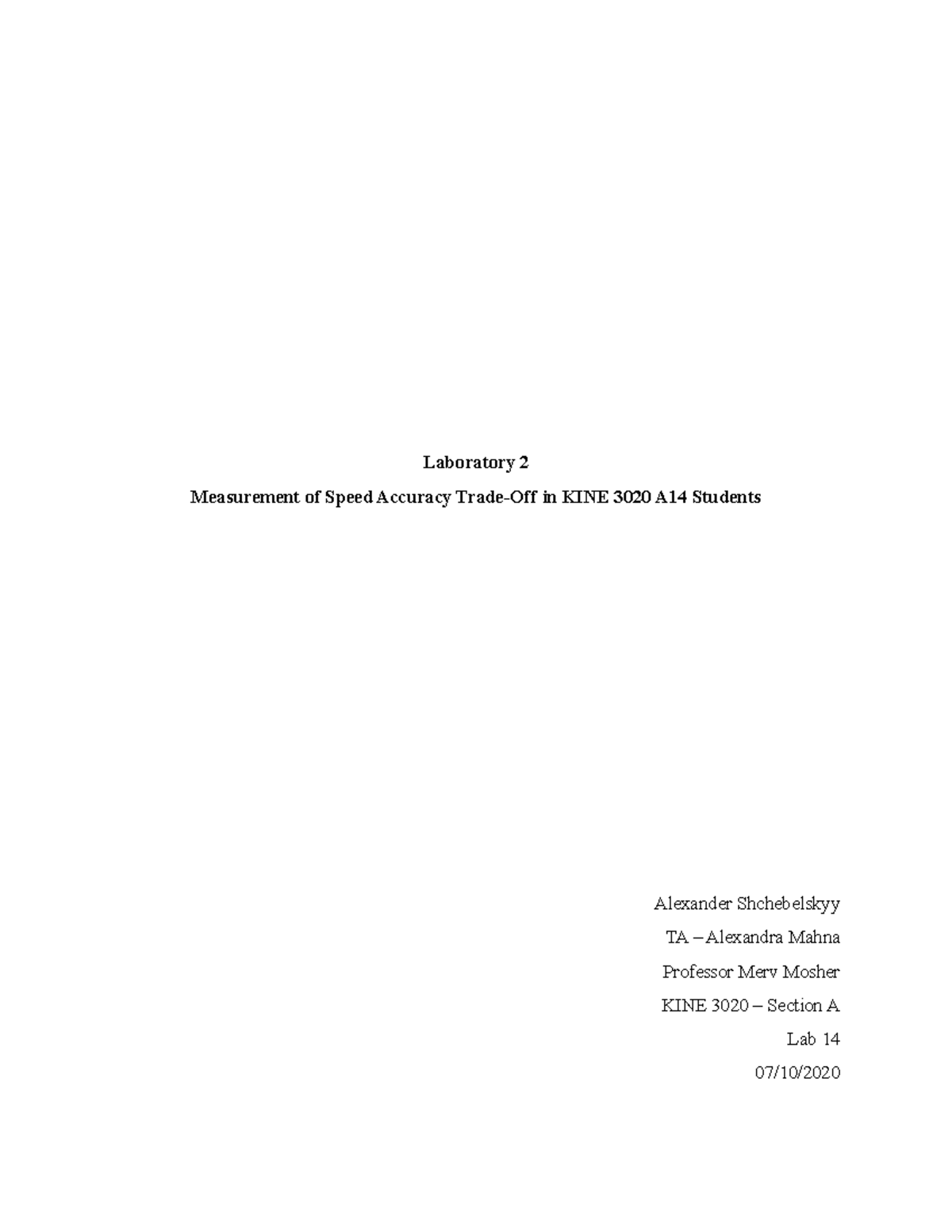 Laboratory 2 - easy - Laboratory 2 Measurement of Speed Accuracy Trade ...