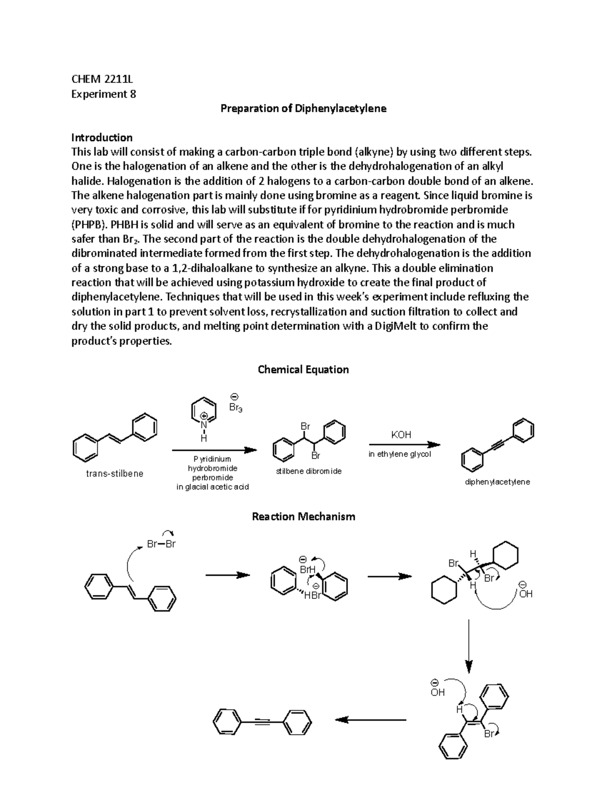 Experiment 8 - OCHEM Lab Report 8 - CHEM 2211L Experiment 8 Preparation ...