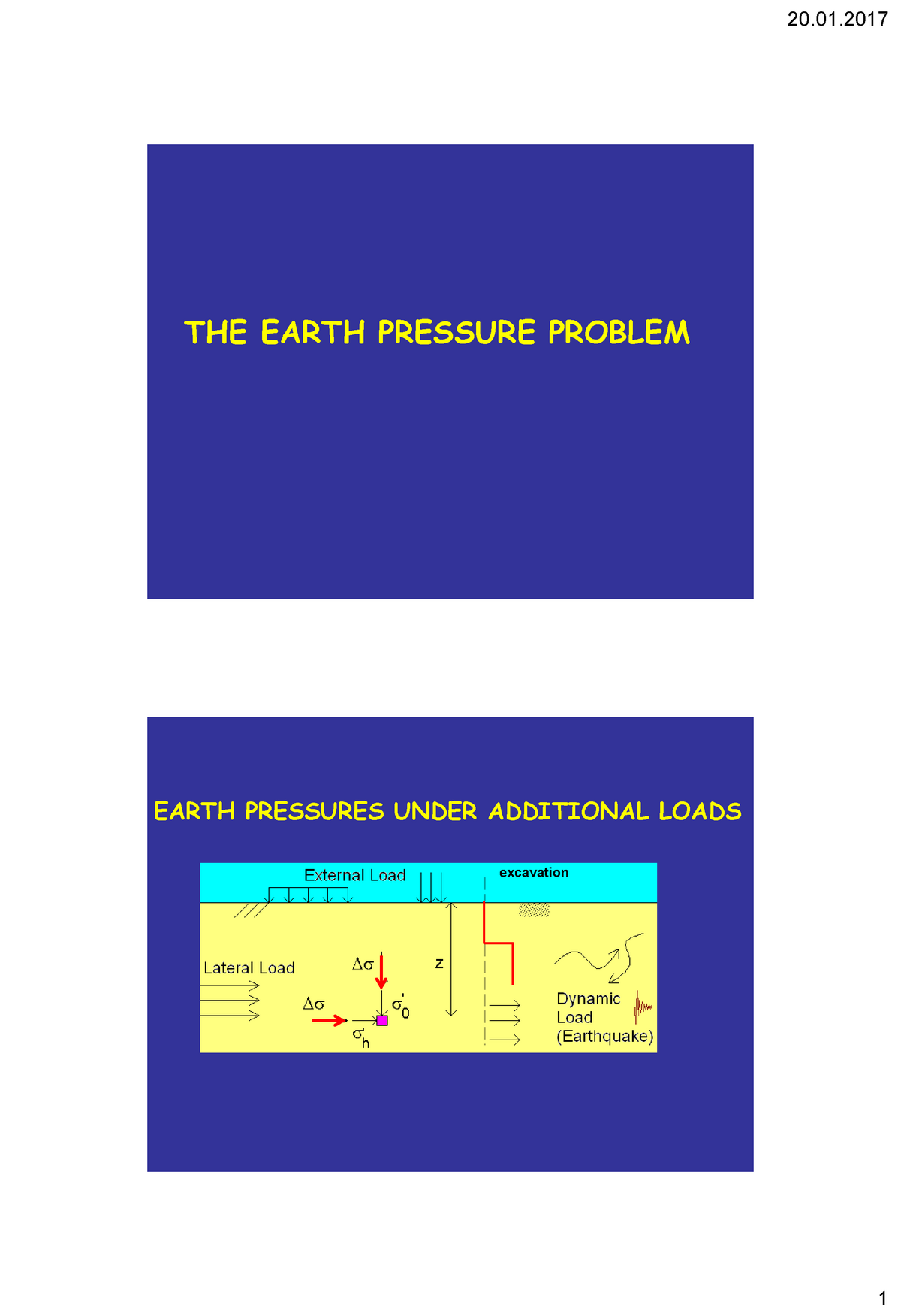 5earthpressures - Lecture Notes 5 - THE EARTH PRESSURE PROBLEM EARTH ...