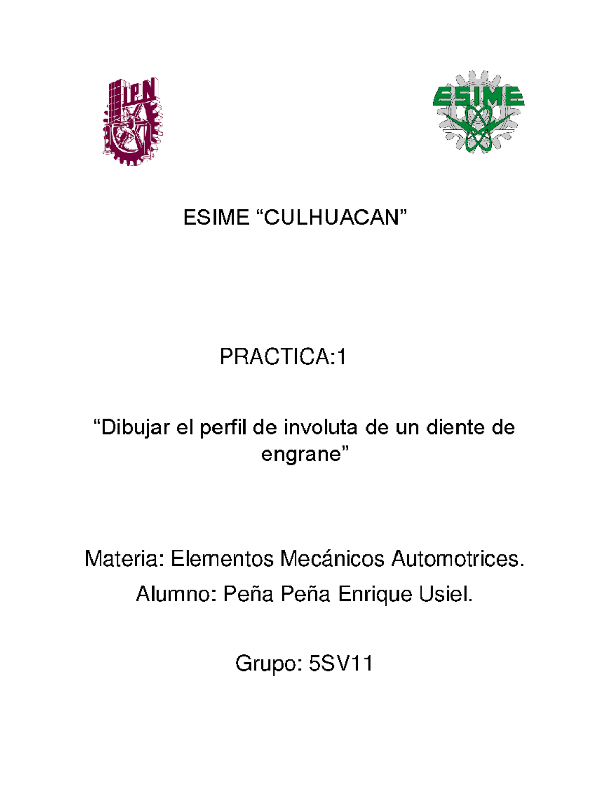 Trazo DE Involuta de un diente de engrane dieño - ESIME “CULHUACAN ...