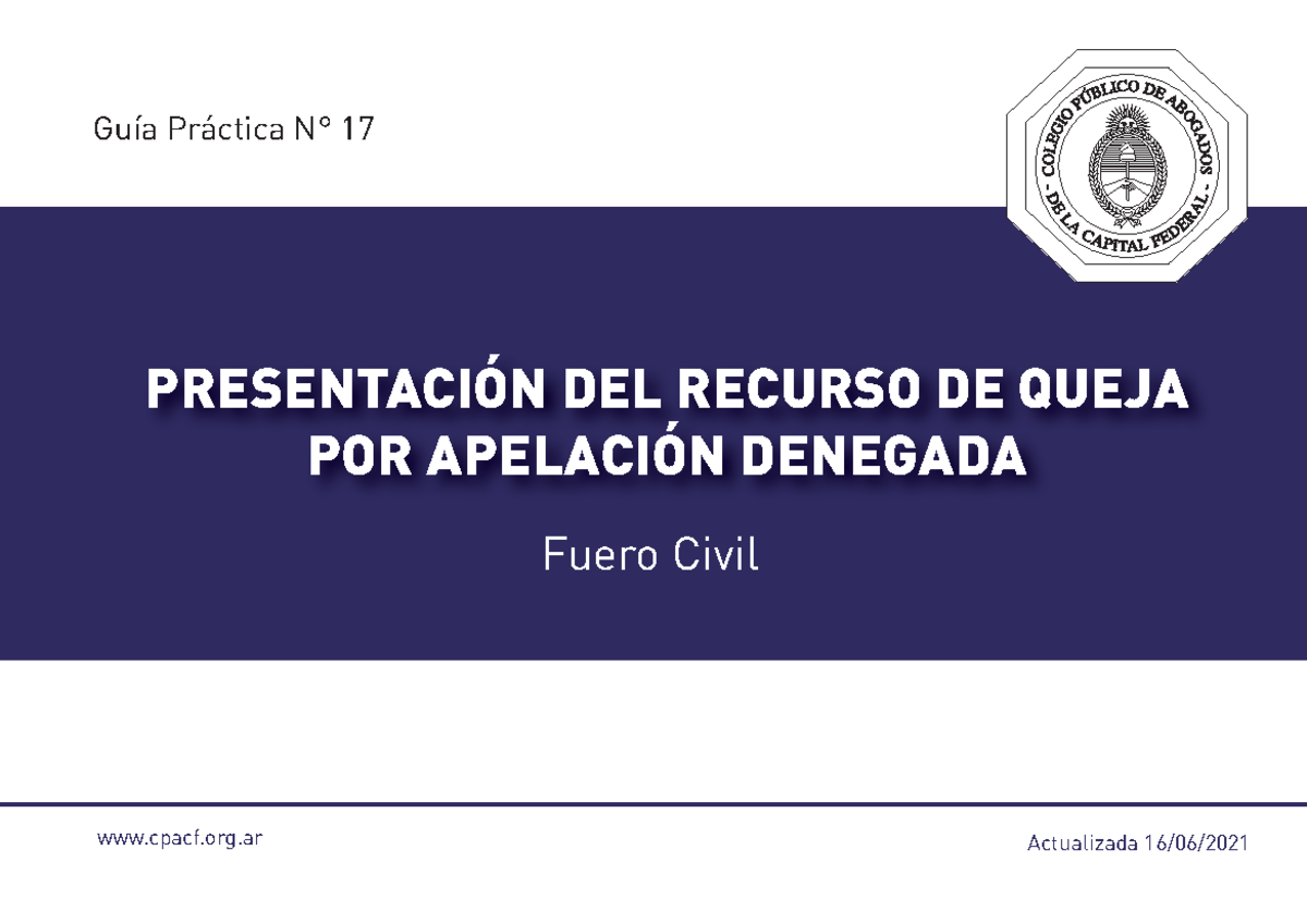 Recurso Queja Civil PresentaciÓn Del Recurso De Queja Por ApelaciÓn Denegada