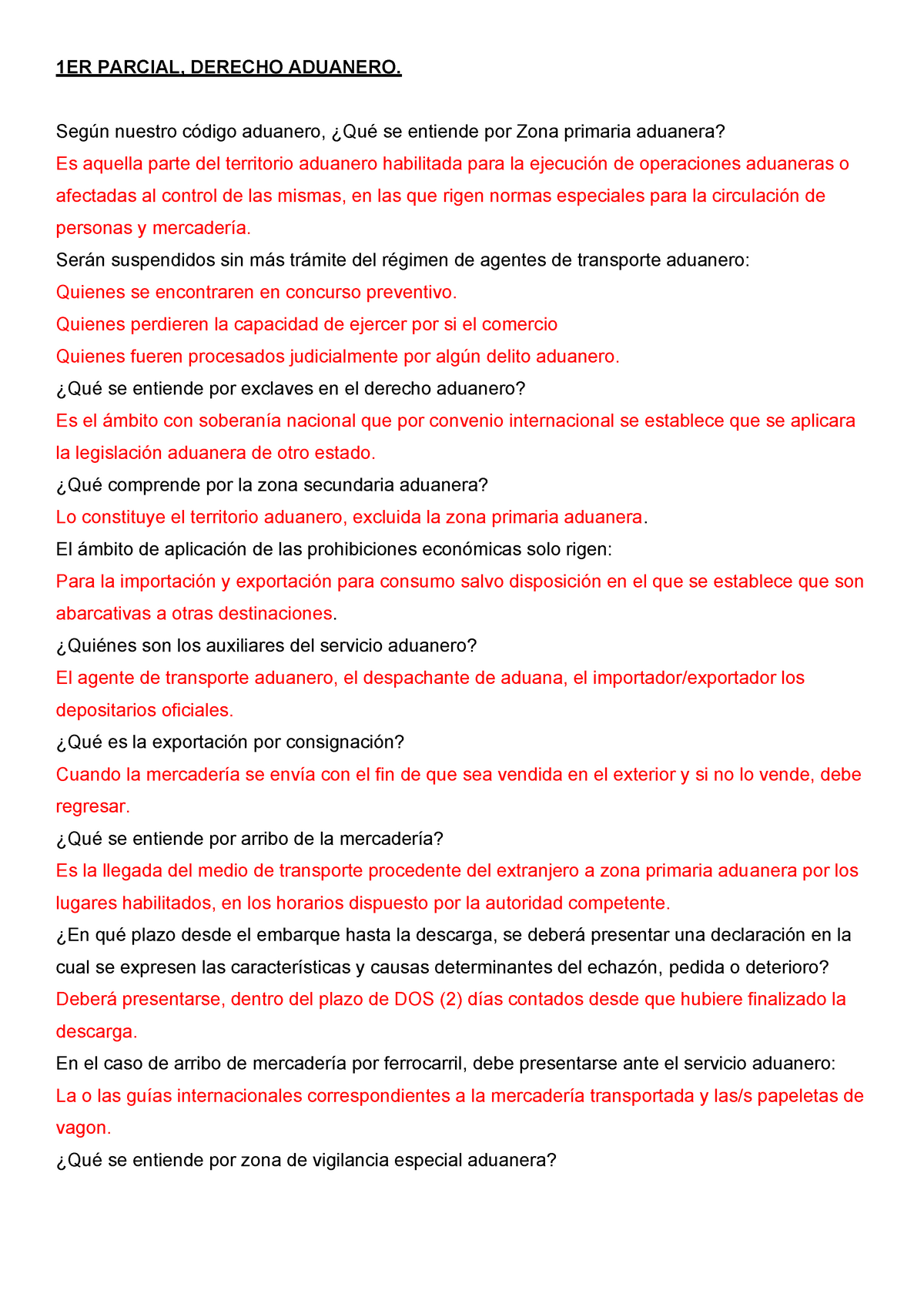 PARCIAL 10 Septiembre Spring 2020, preguntas y respuestas - 1ER PARCIAL,  DERECHO ADUANERO. Según - Studocu