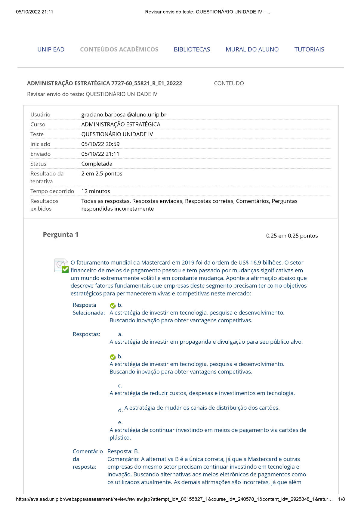 Revisar Envio Do Teste Questionário Unidade IV – - Revisar Envio Do ...