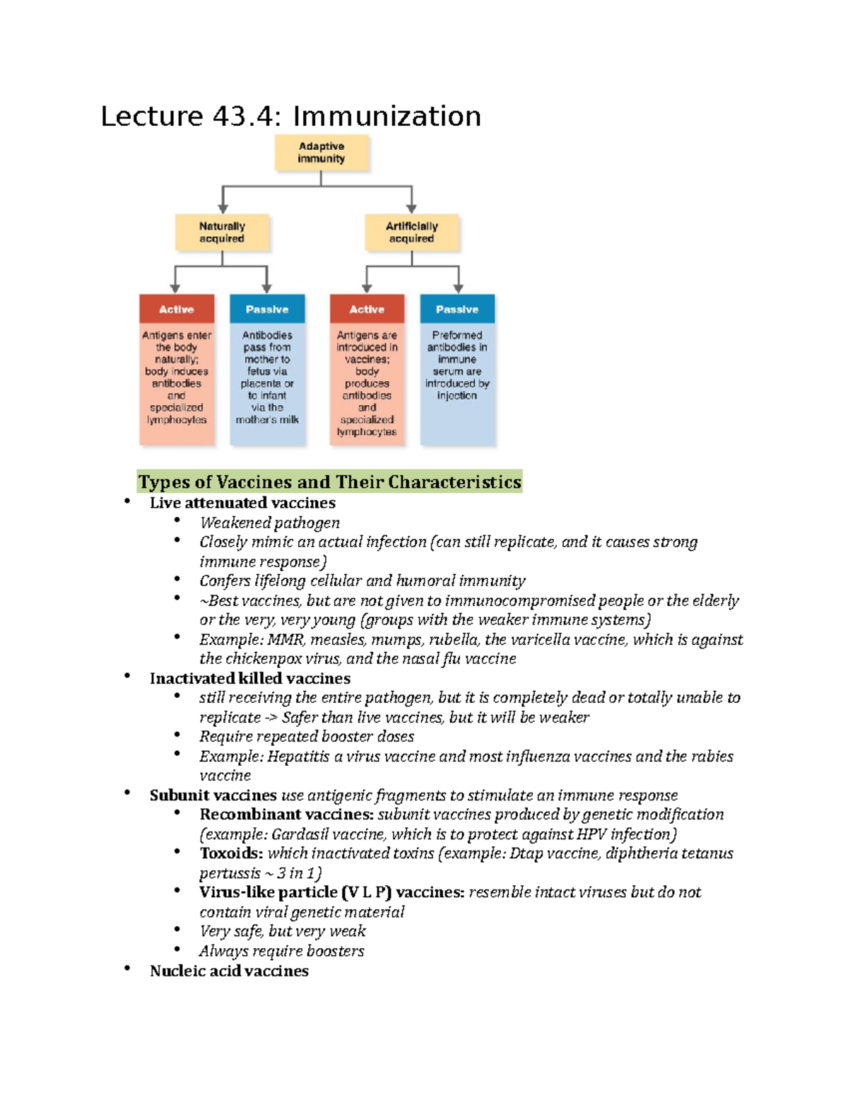 Chapter 43 part 4 - Lecture 43: Immunization Types of Vaccines and ...