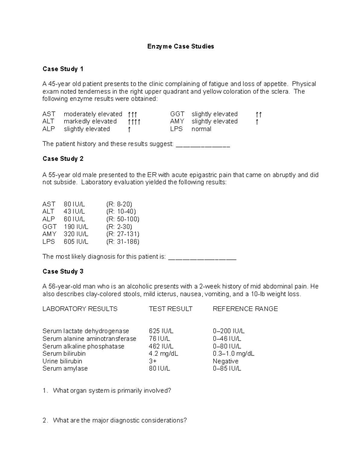 enzyme case study high school