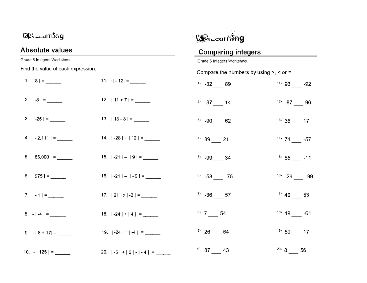 Math - Integers -  - Community Health Nursing - Studocu