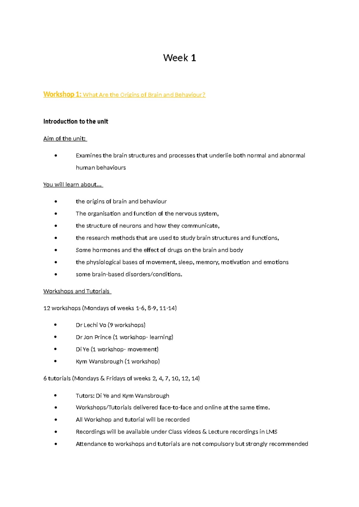 Week 1 - exam revision - Week 1 Workshop 1: What Are the Origins of ...