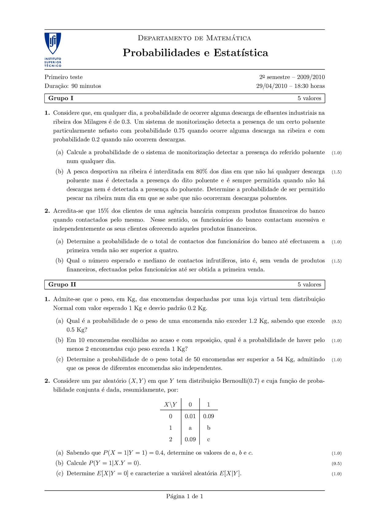 2010 .04.29 - Enunciado + Resolução - Departamento De Matem ́atica ...