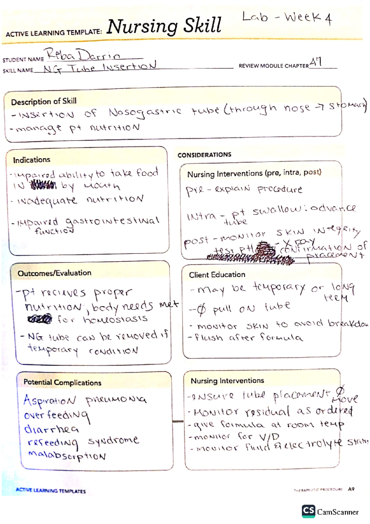 Ati template NG tube insertion - NUR 202 - CamScanner - Studocu