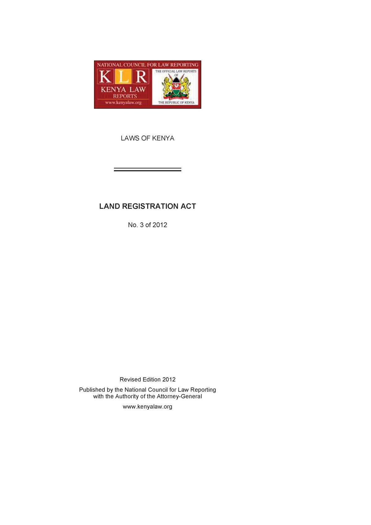 Land Registration No3of2012 LAWS OF KENYA LAND REGISTRATION ACT No 3   Thumb 1200 1698 