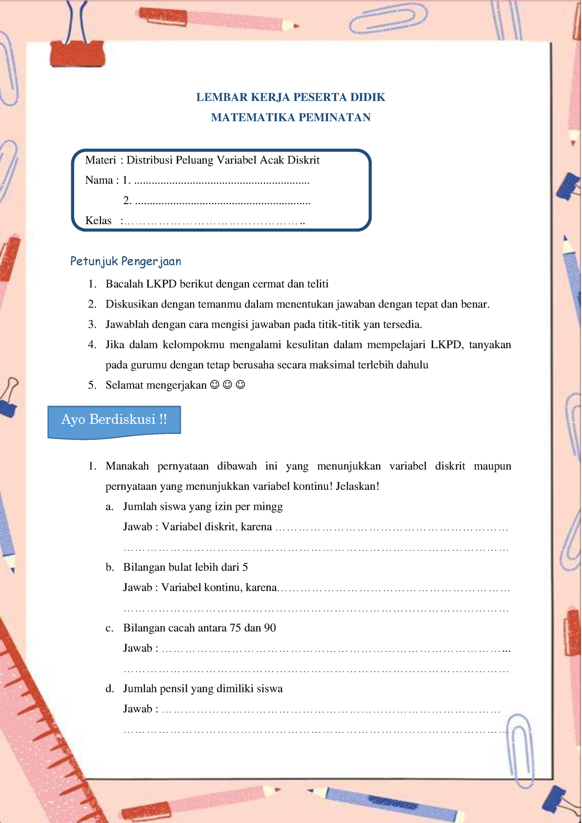 3. LKPD - Lkpd - LEMBAR KERJA PESERTA DIDIK MATEMATIKA PEMINATAN ...
