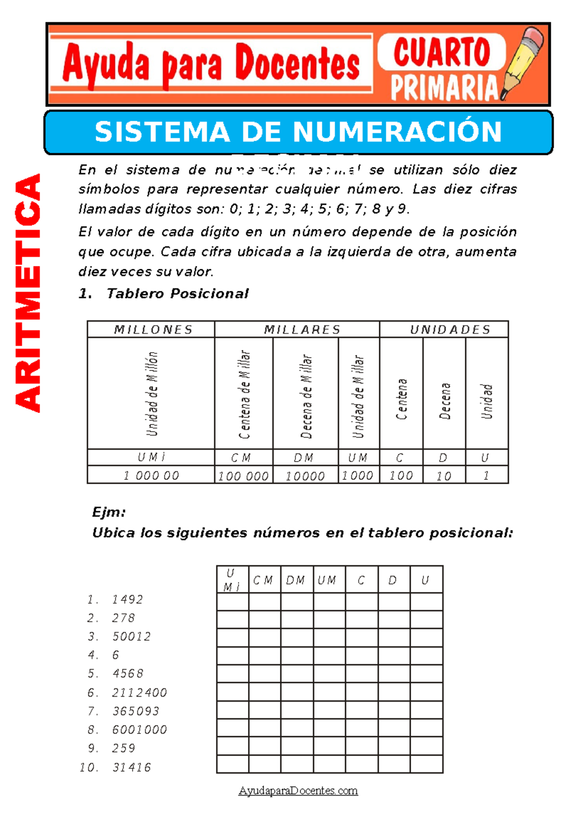 Sistema-de-Numeracion-Decimal-para-Cuarto-de-Primaria - En el sistema ...