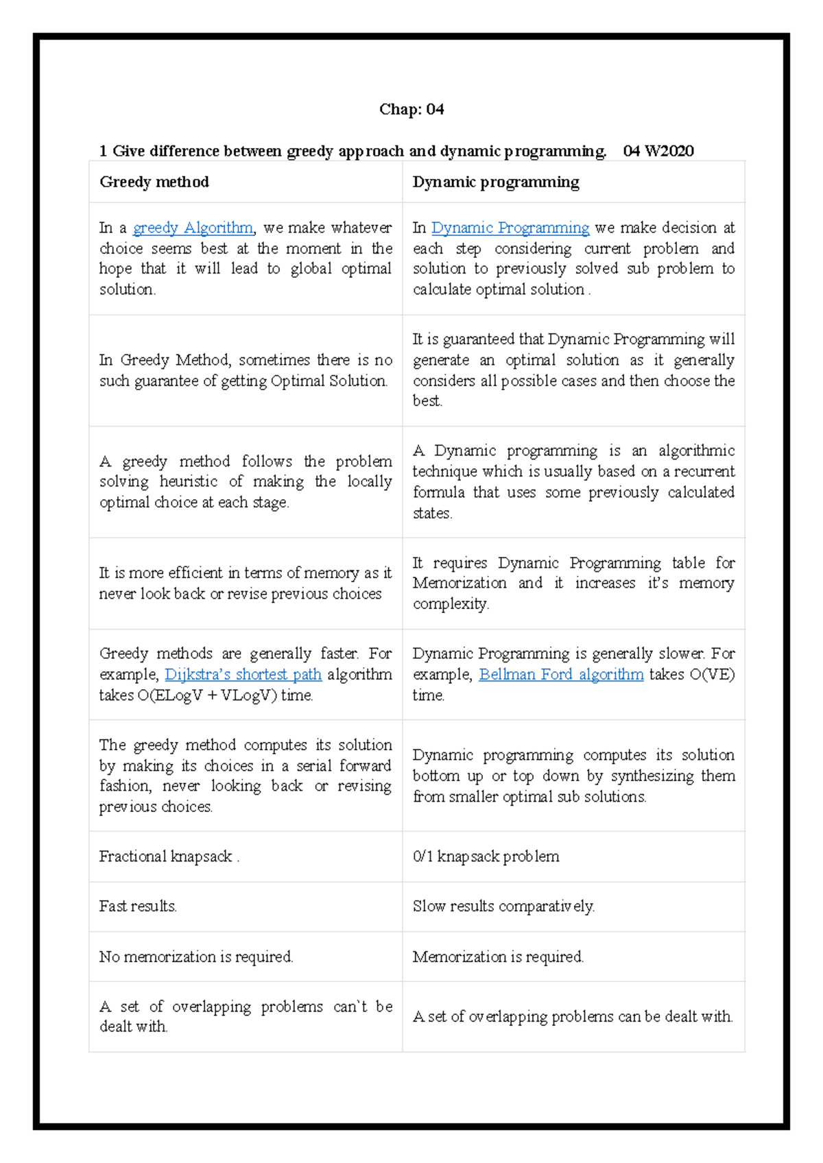 Chap 4,6 - helpful notes of ADA - Chap: 04 1 Give difference between ...