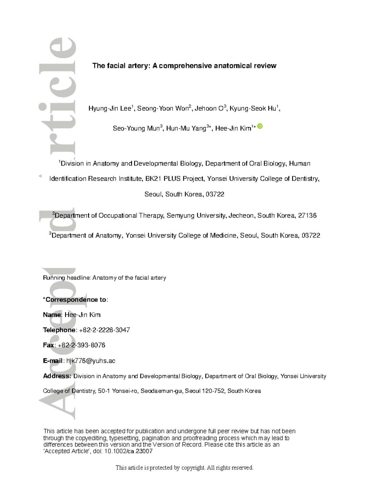 The facial artery A comprehensive anatomical review - Please cite this ...