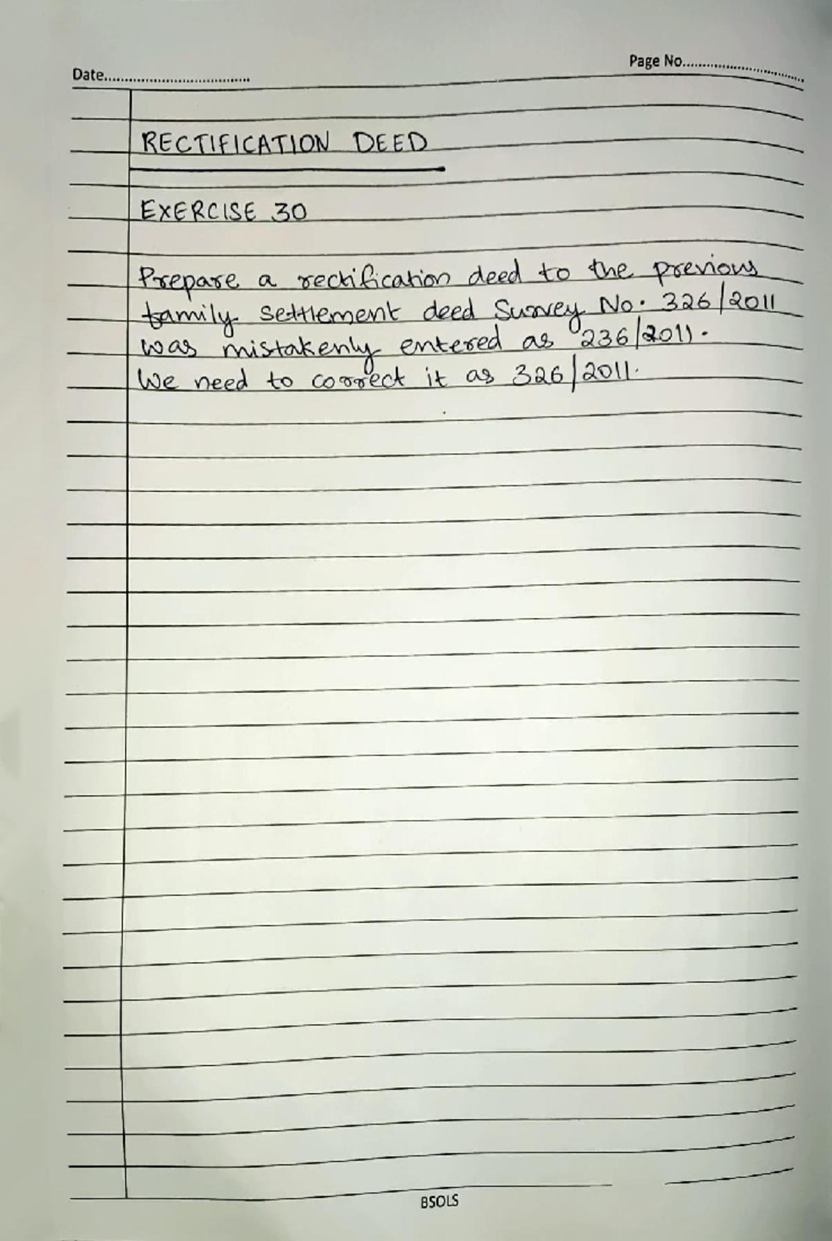 30. Rectification Deed - Date.. RECTIEICATION DE ED ExERCISE 30 Page No ...