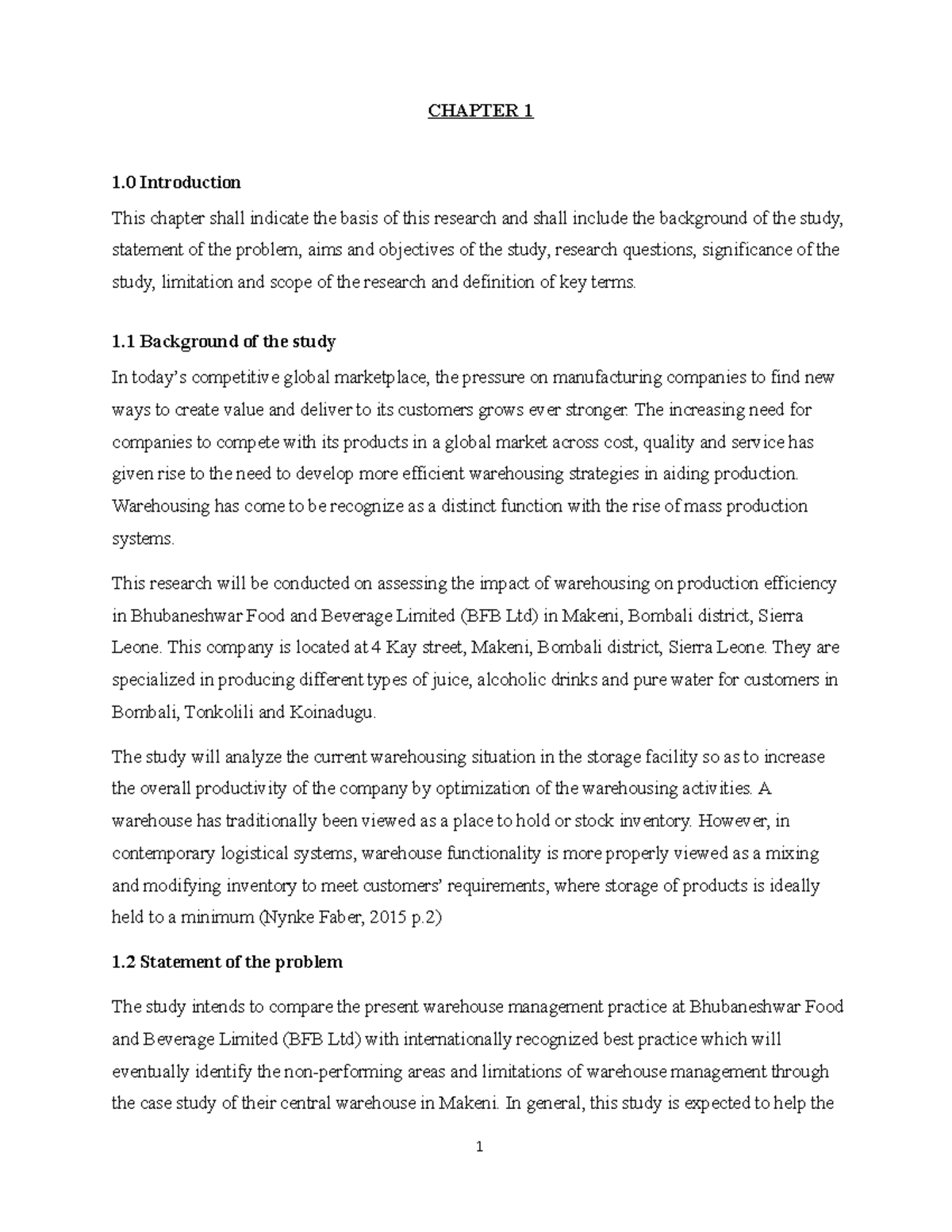 Research Proposal - Ishmael Aib Samura - CHAPTER 1 1 Introduction This ...