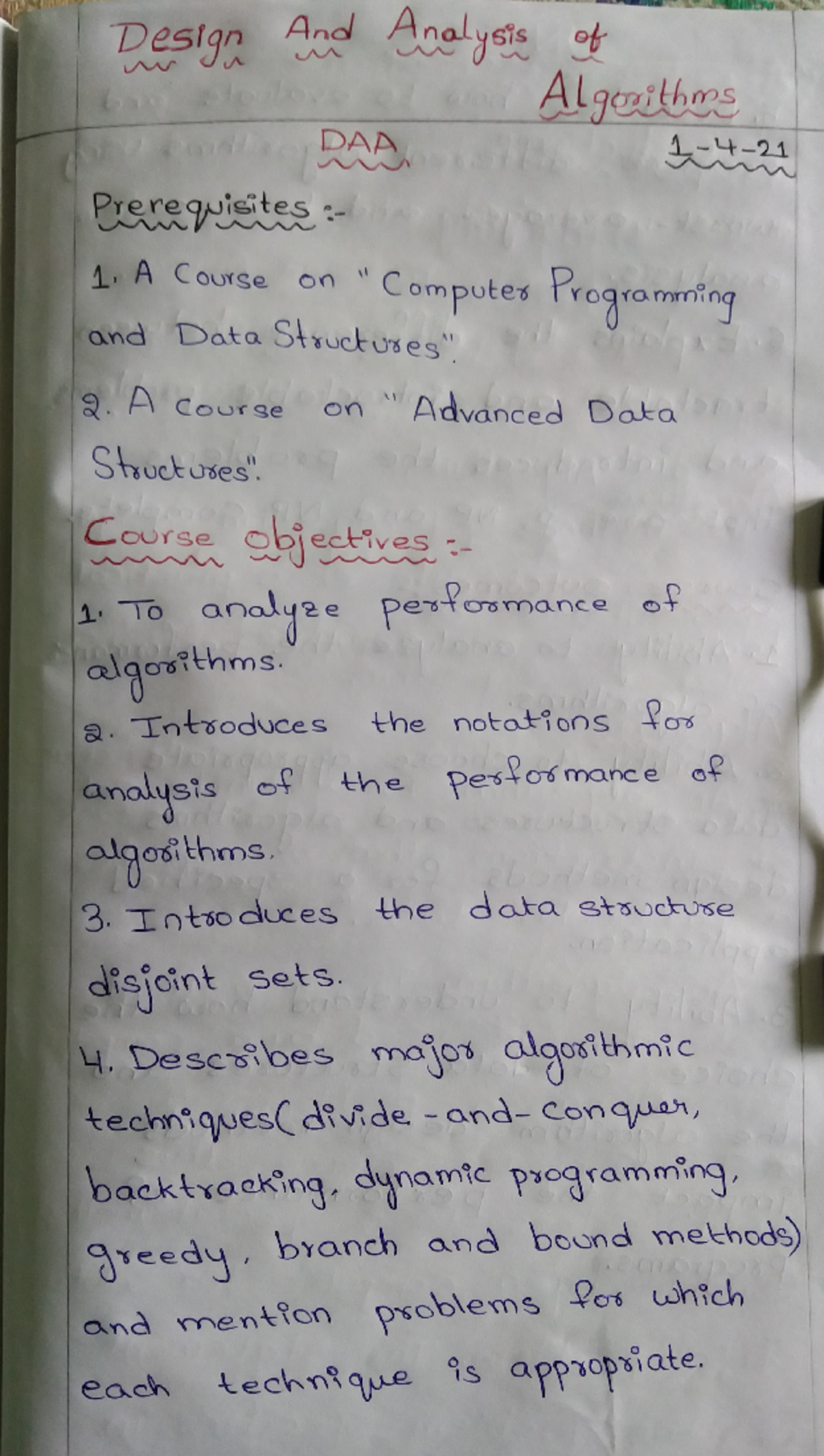 DAA-1,2,3,4 & 5-UNITs - Deslgn And 0alysts ot Algoithos DAA -4-2 ...