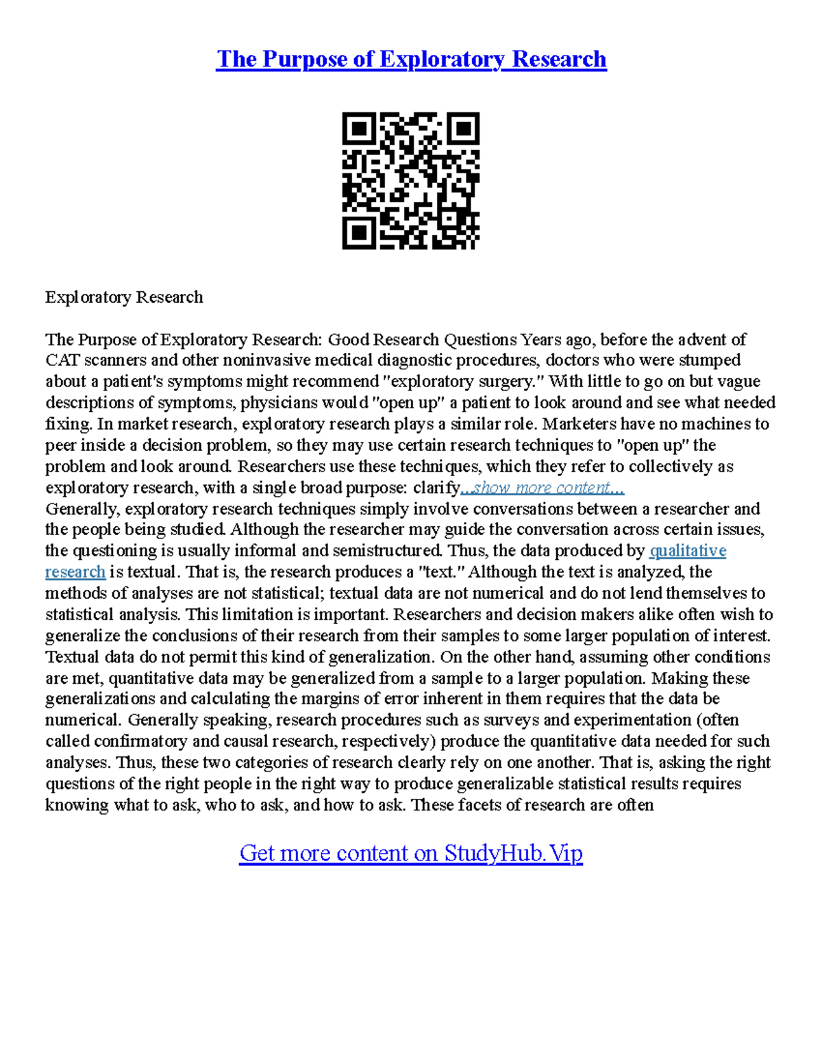 Example Of Exploratory Essay - The Purpose of Exploratory Research ...