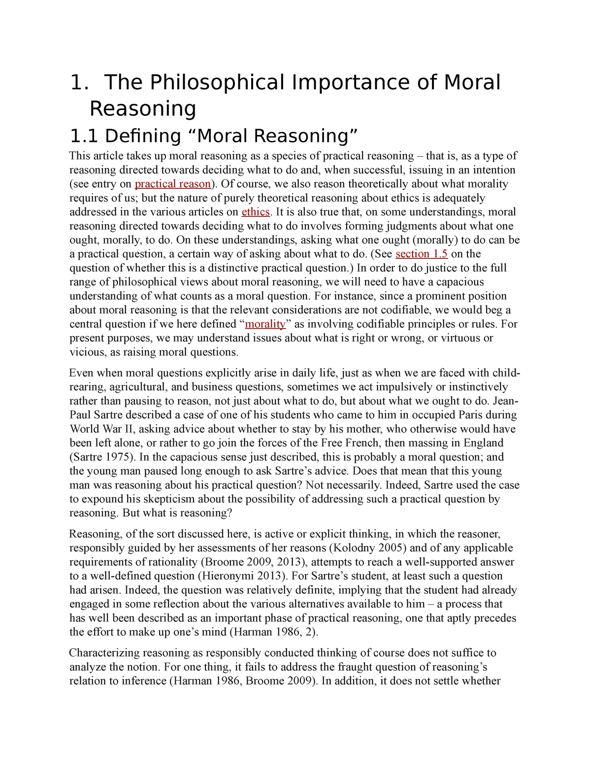 Moral Reasoning - nothing - 1. The Philosophical Importance of Moral ...