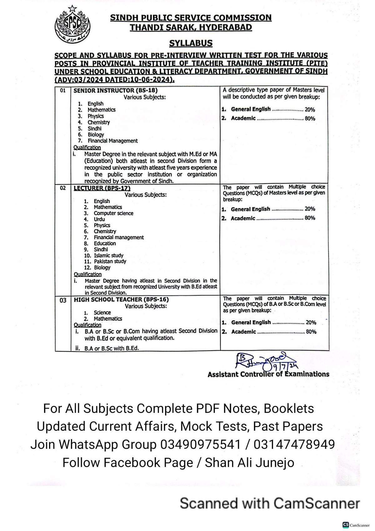 Upcoming All SPSC Tests Syllabus Lecturer, Accountant, Medical officer ...