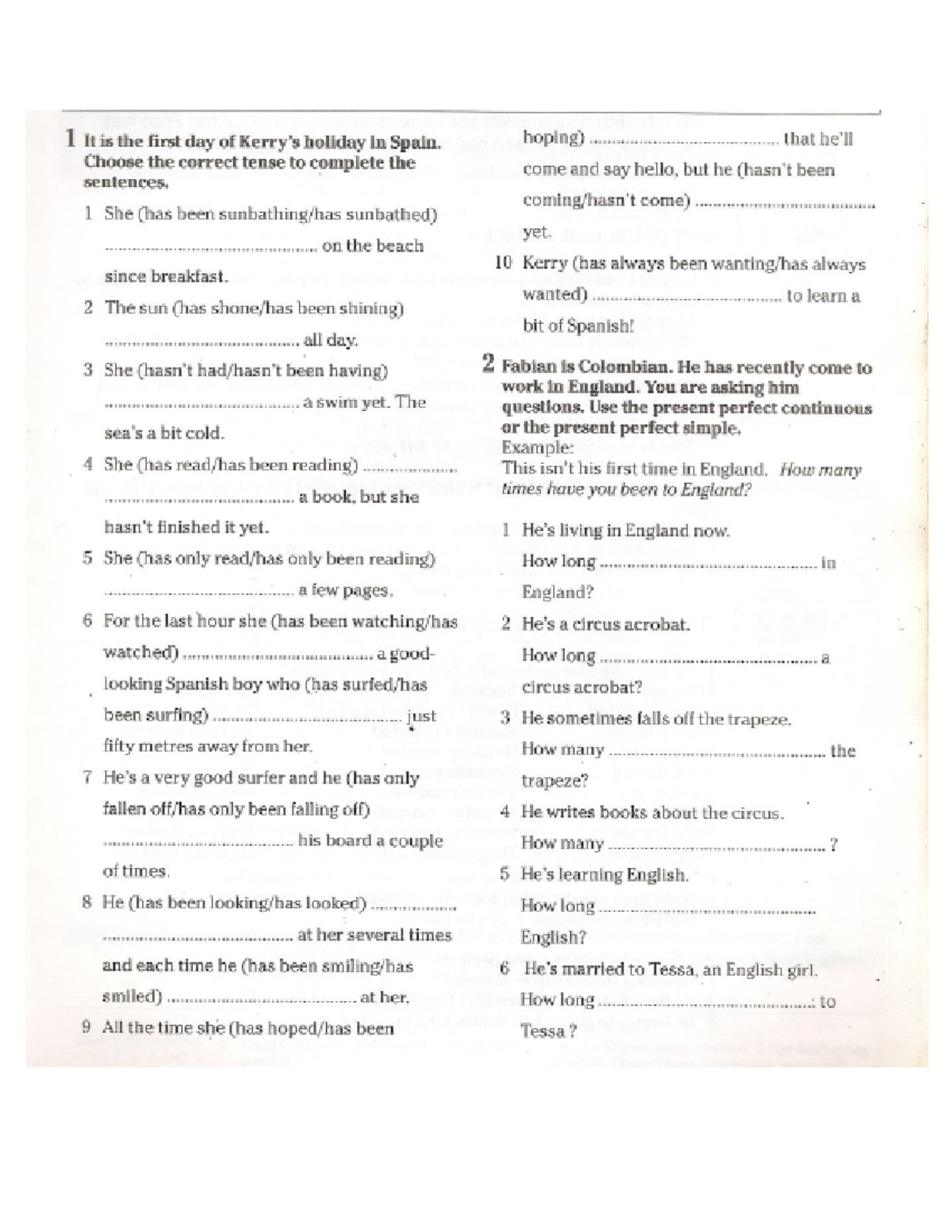 Practice #11 Present present continuous or present perfect - ingles ...