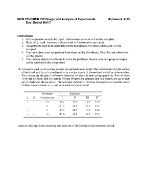 HW 7 - HW7 - INEN 675/BMEN 712 Design and Analysis of Experiments ...