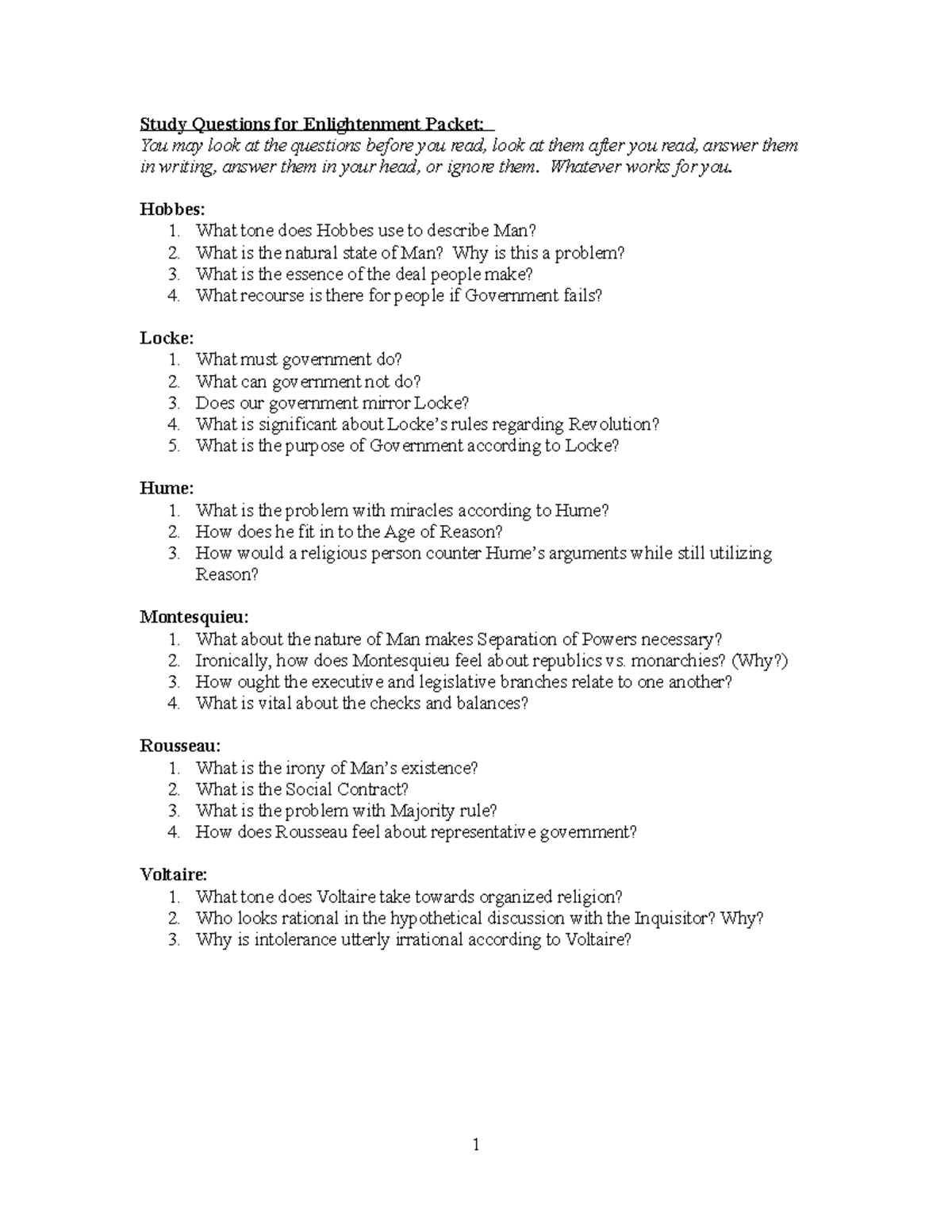 Enlightenment 2 - nej - Study Questions for Enlightenment Packet: You ...