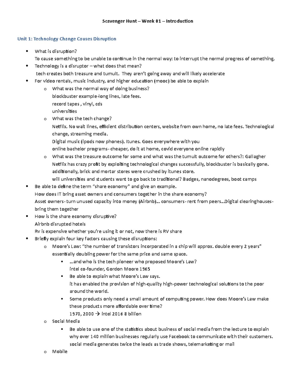 Scavenger Hunt 01-Tech Change - Scavenger Hunt – Week 01 – Introduction ...